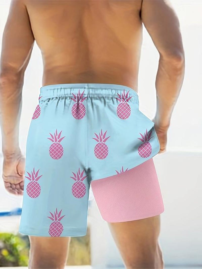 Mens Swim Trunks Bathing Suit 5 Inch Inseam Compression Liner Beach Swim Shorts Swimwear Quick Dry Pocket