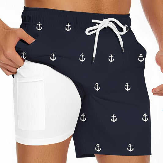 Mens Swim Trunks Bathing Suit 5 Inch Inseam Compression Liner Beach Swim Shorts Swimwear Quick Dry Pocket